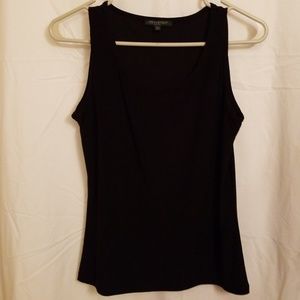 Sleeveless, black, dress top.